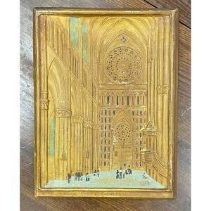 Reims Cathedral Notre Dame Rose Window Vtg Sculptural Plaster Hanging Art Piece